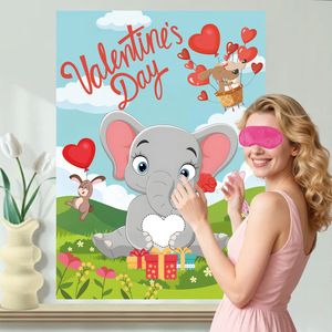 Valentine's Day Blindfold Game <b>Poster</b> Reusable Indoor Party Supplies Heart Shape Custom Size Venue Setup Props - Product Image 3