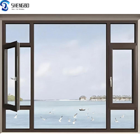 Fenêtre à battant inclinable et orientable de luxe 2026 au design moderne, résistante aux chocs, avec double vitrage trempé, en alliage d'aluminium noir, pour villa