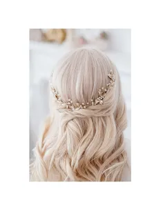 नई शैली की दुल्हन के बाल सहायक उपकरण, शादी के सहायक उपकरण के लिए हस्तनिर्मित मोती मुड़ फूल कंघी माला राजकुमारी हेडवियर