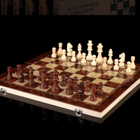Promotion de la marque Logo personnalisé 3-en-1 Jeux de dames de backgammon d'échecs en bois pliants 24cm et 44cm Jeux de table portables avec logo