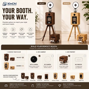 Retro Holz-Fotobox RGB-Farbbeleuchtung HD-Kamera DNP-Drucker 13,3-Zoll-Touchscreen Tragbarer Selfie-Kiosk - Product Image 3