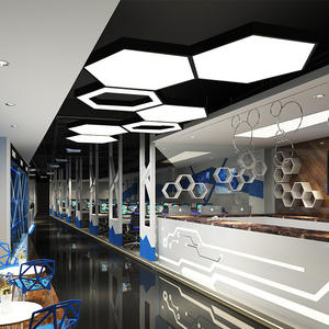 Suspension de bureau moderne à LED Lampes suspendues pour réception, hall, salle de sport, plafonnier hexagonal à hauteur réglable - Product Image 2
