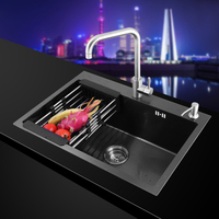 Évier de cuisine en acier inoxydable 304, finition argent brossé, fait main, design moderne et pratique, avec robinet col de cygne pivotant, pour rénovation