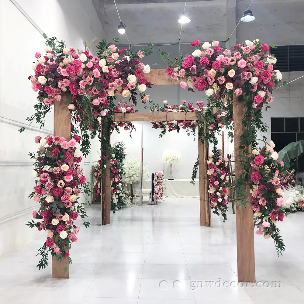 GNW Arches Hochzeiten können überwältigende künstliche Bogen Seide Rose Blume dekoriert quadratischen Bogen für Hochzeits dekoration Bühne sein