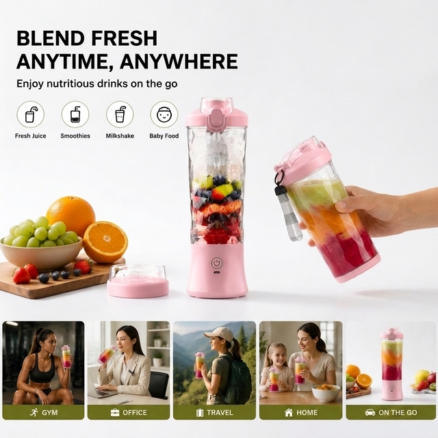 Best Selling Portable USB Wireless Juicer Blender with Pulse Mode 600ml Capacity Smoothie Function Battery Powered for Wholesale