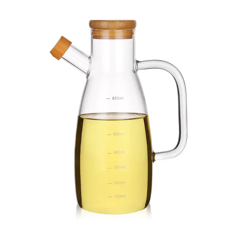 Olio da cucina bottiglia di vetro olio commestibile pentola borosilicato olio d'oliva Dispenser aceto bottiglie per uso cucina contenitore con coperchio