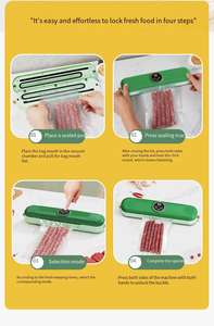 Machine de mise sous vide portable mini, scelleuse alimentaire automatique pour aliments secs et humides, design compact, machine d'emballage sous vide - Product Image 2