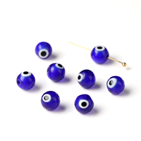 Perles rondes en verre bleu foncé, motif œil porte-bonheur, perles en verre soufflé lisses et percées pour la fabrication de bijoux DIY, bracelets et colliers