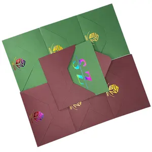 주문 인쇄 호화스러운 짜임새 면 넝마 로고를 가진 다채로운 Handmade 종이 봉투