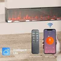 Cheminée électrique de 50 pouces avec flamme décorative LED, encastrable, autoportante 3 faces, chauffage intérieur, contrôlée par application pour usage domestique et hôtelier