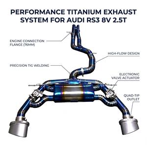 Vortex Blue Titanium Valved Catback <b>Exhaust</b> for Audi RS3 8V 2.5T with Dual Oval Tailpipes and Electronic Sound Valves - Product Image 1