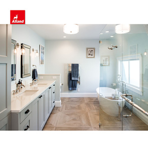 Alland cinese lavabo quarzo bancone grigio verniciato lacca morbida stretta mobili bagno americano mobile lavabo con 2 lavandini - Product Image 3