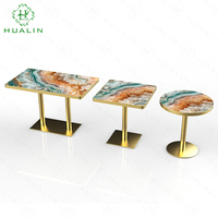 Tables de salle à manger de restaurant haut de gamme de style moderne HUALIN, en pierre frittée ou en verre, personnalisables avec des motifs