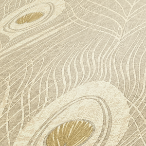Hecho en Alemania-Rollos de papel tapiz de lujo Plumas Beige Oro Gris Vinilo no tejido Diseño de papel tapiz-10,05x0,53 M - Product Image 1