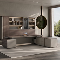 Ensemble de bureau et chaise de direction en PVC en forme de L, mobilier de bureau commercial haut de gamme, moderne et luxueux