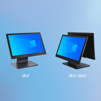 Terminal de Punto de Venta con Pantalla Táctil LED Dual de 15.6 Pulgadas, Sistema de Caja Registradora Inteligente, Pantalla Ultrafina