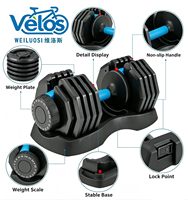 Ensemble d'haltères réglables Velos Professional 25 kg, équipement de fitness à domicile, poids réglables rapidement