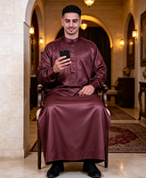 CCY Thobe pour Hommes du Moyen-Orient, Arabie Saoudite, Jubbah Thobe Grande Taille, Robe de Prière Musulmane Algérienne avec Bouton Métallique