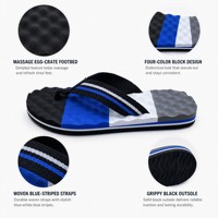 Tongs unisexes personnalisées OEM avec semelle antidérapante en EVA, lanières en nylon tissé rayées bleu-noir, confortables pour le sport et l'extérieur