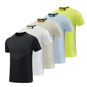 T-shirts unis pour hommes, col rond, séchage rapide, t-shirt de sport, manches courtes, 100% polyester, t-shirt de sport - Product Image 4