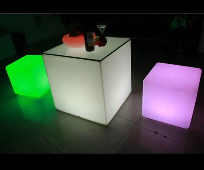 Outdoor decorative waterproof IP65 led light up table plastic 3D color changing led cube bar table for event bar