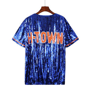 Tunique de <span class=keywords><strong>baseball</strong></span> scintillante personnalisée pour femme, en jersey respirant, à sequins, vente en gros pour adultes - Product Image 1