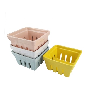 Storage Colorful Berry Basket Baguette Bread Ceramic Fruit Storage Square Basket