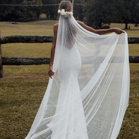 Voile de mariée de luxe fait main en perles, style cathédrale, 3 mètres, en tulle blanc beige, accessoires de robe de mariée, perlé, 1 couche, polyester