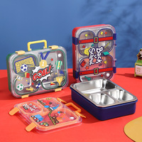 Boîte à lunch en acier inoxydable 304 Trois et quatre compartiments Individuellement Anneau d'étanchéité en silicone Portable Cartoon Bowl Lunch Boxes