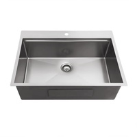 Évier de travail moderne doré 33x20 pouces, évier commercial à cuve unique, installation sur comptoir, évier en acier inoxydable pour cuisine et appartement