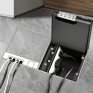 OEM&ODM Enchufe de suelo empotrado oculto negro mate de acero inoxidable, toma de corriente eléctrica para UE, Reino Unido, Australia y EE. UU., caja de suelo reemplazable - Product Image 1