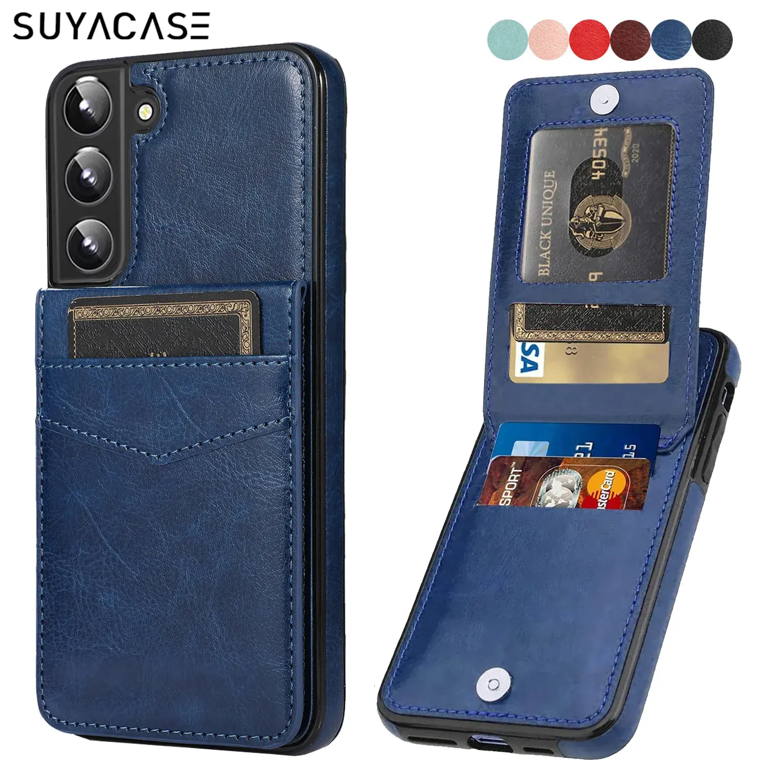 Capa de suporte para Samsung Galaxy S23 S22 S21 S20 FE Ultra S10 E S9 S8 Plus Carteira Shock Flip Bolsa de couro