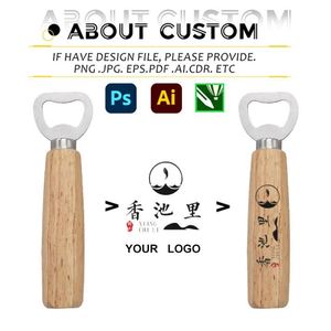 Ouvre-bouteille en acier inoxydable en gros avec manche en bois, cadeaux promotionnels personnalisés, impression de logo en sérigraphie - Product Image 2