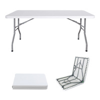 Table à manger pliante moderne et portable, table rectangulaire blanche en plastique, imperméable, résistante aux UV, empilable, mobilier d'extérieur