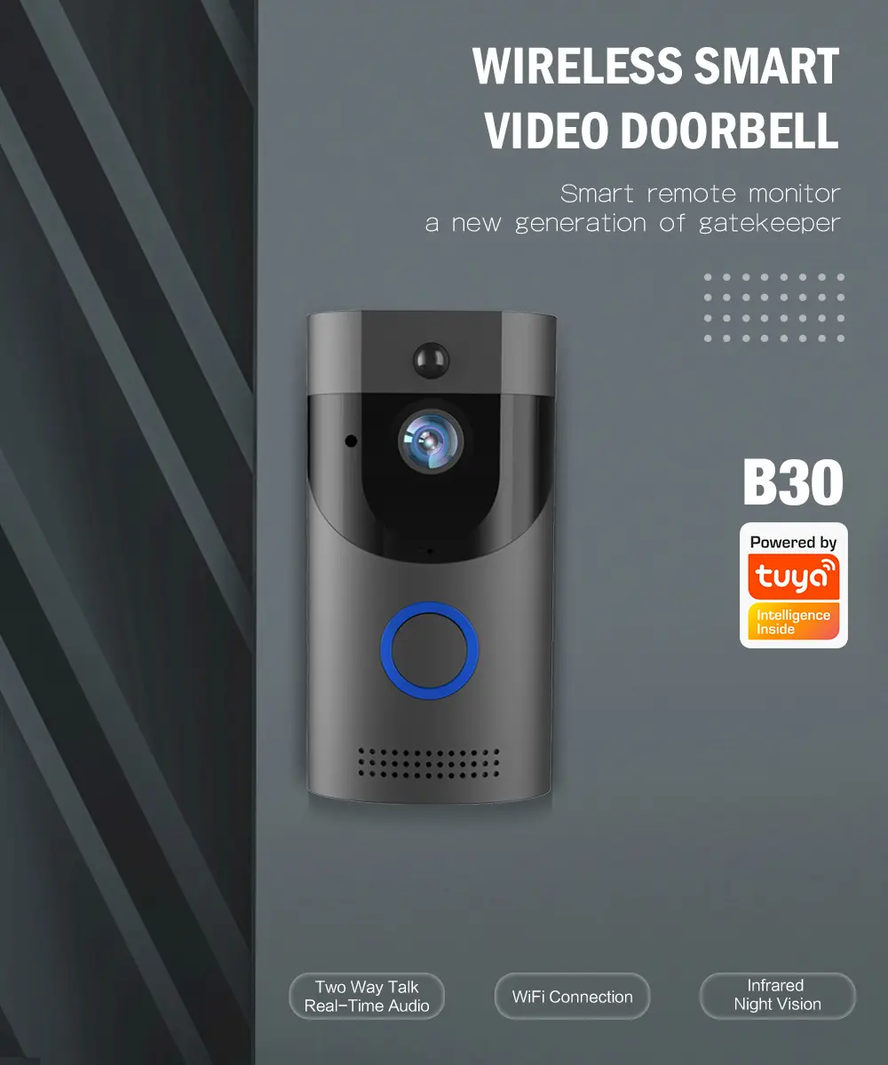 ビデオドアベル1080pWifiリングドアベルカメラ工場卸売スマートホームホームセキュリティシステム簡単インストール