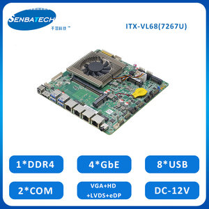 4 LAN <span class=keywords><strong>I5</strong></span>-7267U DDR4สูงสุด32G 2 COM 8 USB SIM 12V MINI ITX เมนบอร์ดอุตสาหกรรมแบบฝังทนทาน - Product Image 2