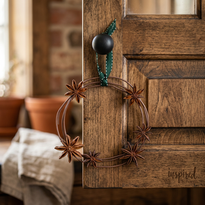 Couronne rustique en métal à l'effigie d'anis étoilé, ronde, faite à la main, décorative de Noël, sans éclairage, emballage individuel - Product Image 6