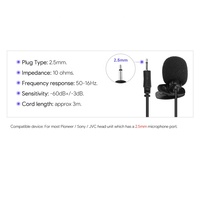 XTRONS MIC025 microfono a Clip Lavalier per Pioneer Sony JVC unità principale per auto con connettore da 2.5mm