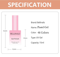 Bellinails nouveauté Collection d'été Pastel 48 couleurs vernis à ongles Gel coffret livre gratuit Oem personnaliser votre propre marque