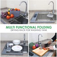 Égouttoir de vaisselle en acier inoxydable, pont d'évier, Portable, avec porte-ustensiles, support pliable, pour évier de cuisine