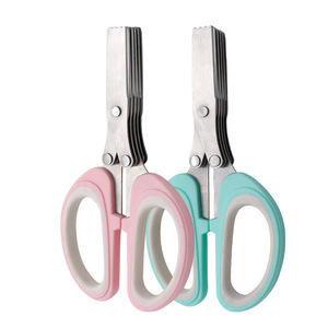 <b>Kitchen</b> <b>Scissors</b> Stainless Steel Five Layer Blade For Food Paper Cutting Home Use Nordic Pink - Product Image 3