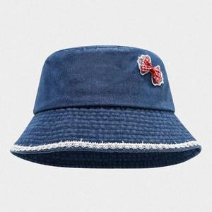 Chapeau Bob en Jean Tendance Été avec Nœud Mignon et Doux, Protection Solaire pour Fille et Femme, Chapeau Bob à Bord en Dentelle - Product Image 4