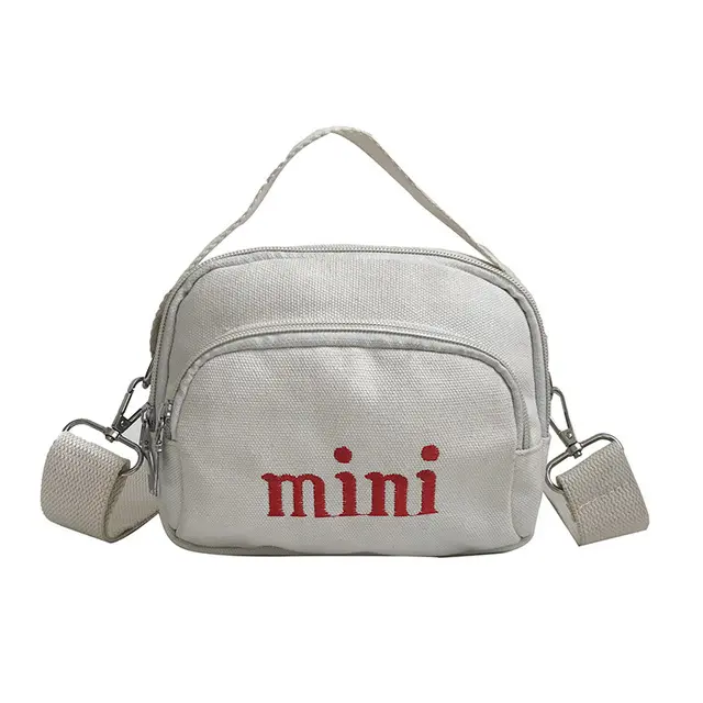 Mini bolso de lona para mujer, bolsa pequeña de lona versátil, sencilla, a rayas