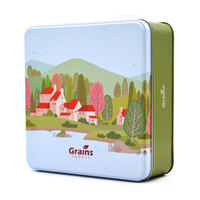 Boîte en étain métallique rectangulaire de couleur personnalisée de qualité alimentaire pour l'emballage de biscuits, sandwichs, pizzas et snacks