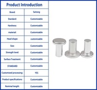Rivets en aluminium massif à tête cylindrique, anti-corrosion, norme ISO, spécifications personnalisables pour équipements de cuisine