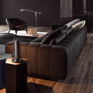 Canapé d'angle carré Minottii Freeman à trois places en cuir véritable, moderne et minimaliste, meubles de luxe sur mesure, 80% d'économies - Product Image 4