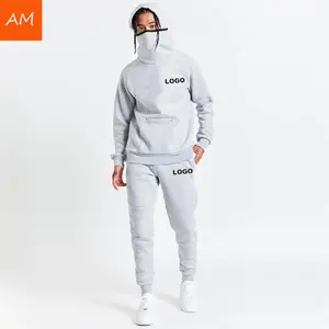 New Design Men Jogger Sets French Terry Sports 2 Piece Tracksuit Mask Hoodie Sweatsuits For Man