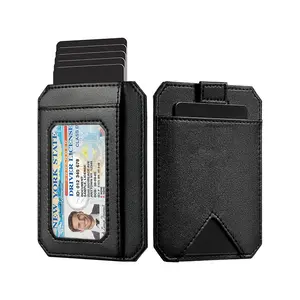 Slim Gift Wallet cho nam giới RFID chặn tối giản Vegan da phía trước túi chủ thẻ với pull out Strap Wallet