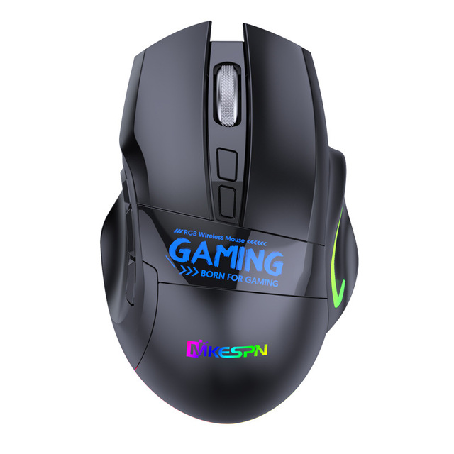 MKESPN W10 RGB 9 Keys BT Dual-mode Three-channel Right-Handed Ergonomic Gaming Mouse Programmable Wireless Macro for Computer