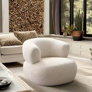 Living Room White U Shape Backrest Design Lamb Wool boucle living room <b>chairs</b> - Product Image 5